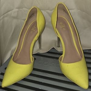 Call It Spring Yellow Heels with Clear Stiletto